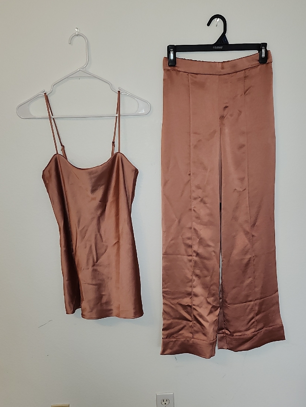 Victoria's Secret Satin Cami & Wide-Leg Pants Set - Copper Brown